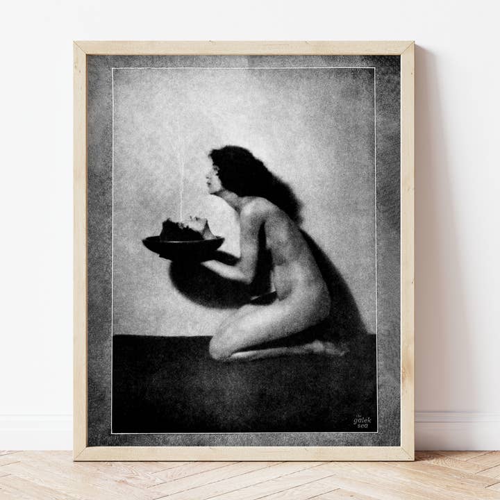 Lady With Head In A Bowl Print for wholesale by The Galek Sea
