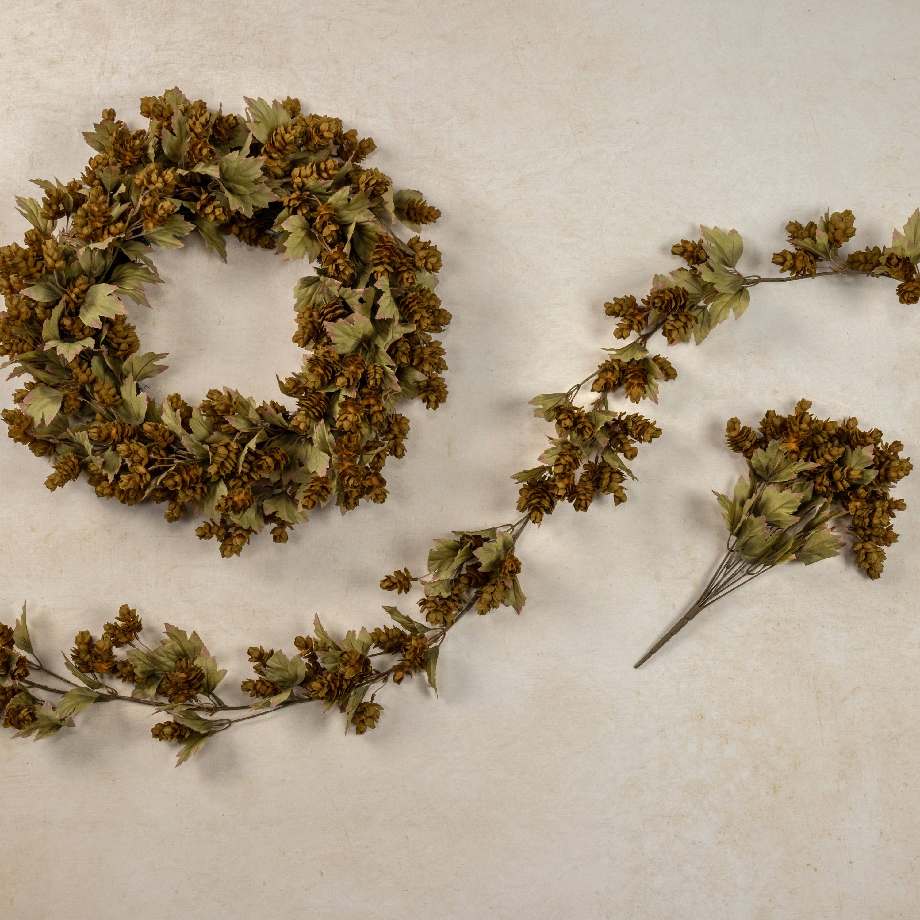 Ragon House - Wholesale Artificial Plant - 14" GREEN HOPS BUSH W/ FALL LEAVES2