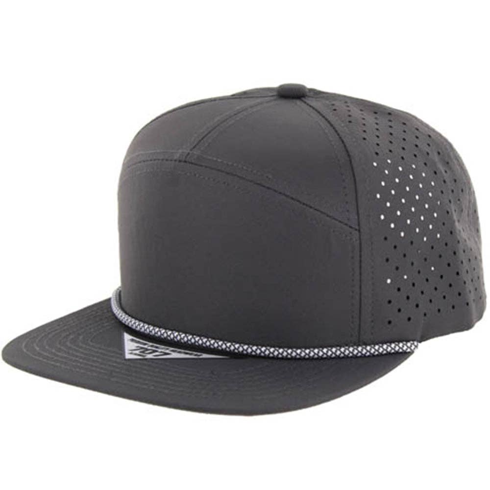 Zion Brand - Wholesale Flat Brim Cap - Unisex - BLANK 7 PANEL HYDRO WITH ROPE SNAPBACK CAP19