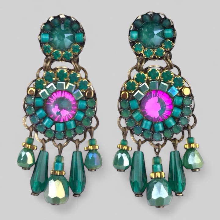 melizijewelry - Wholesale Dangle Earrings - GREEN Crystal Earrings Lila1