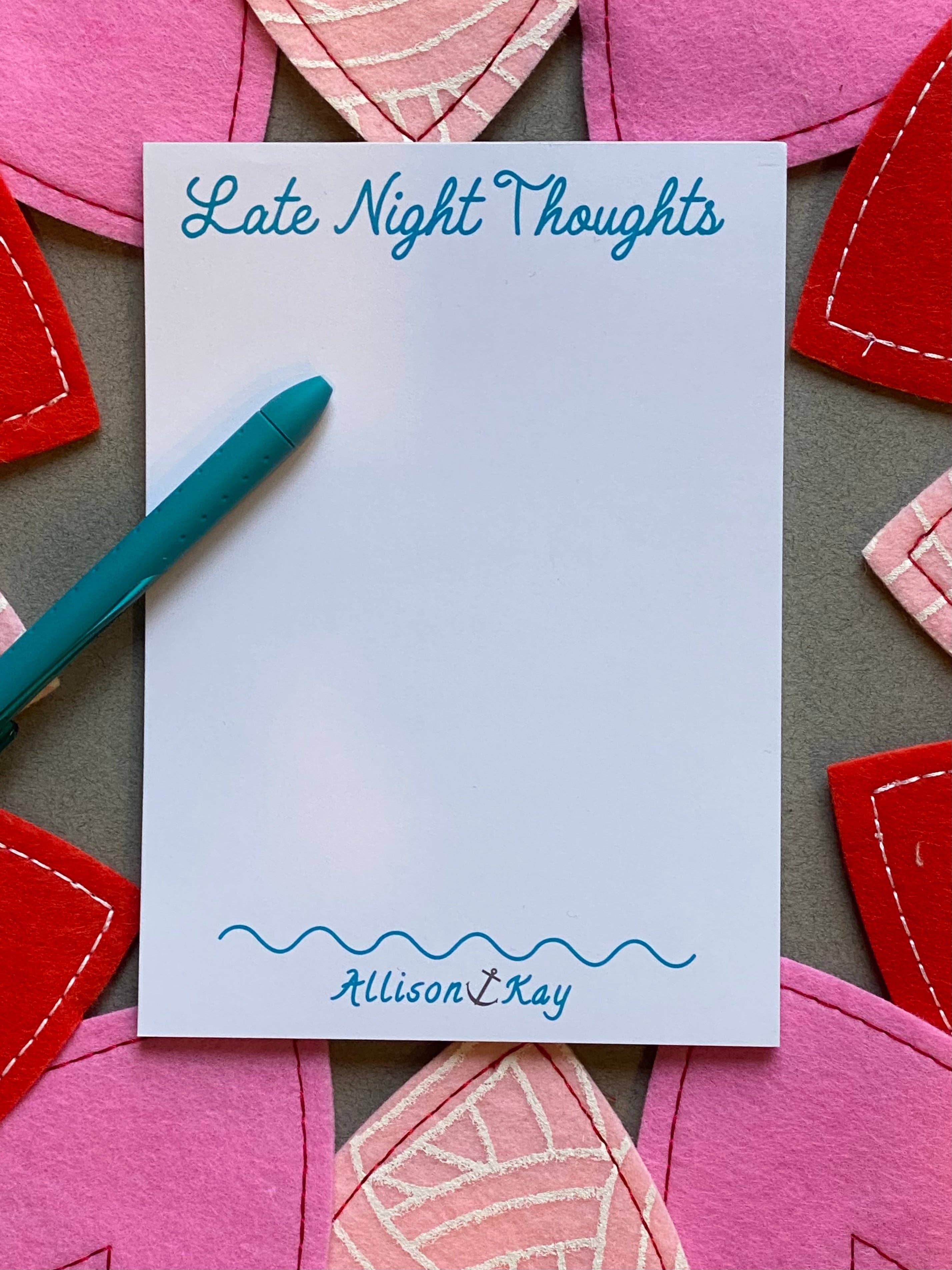 Allison Kay Designs Co. - Vente Blocs-notes - Bloc-notes sur les pensées de fin de soirée2