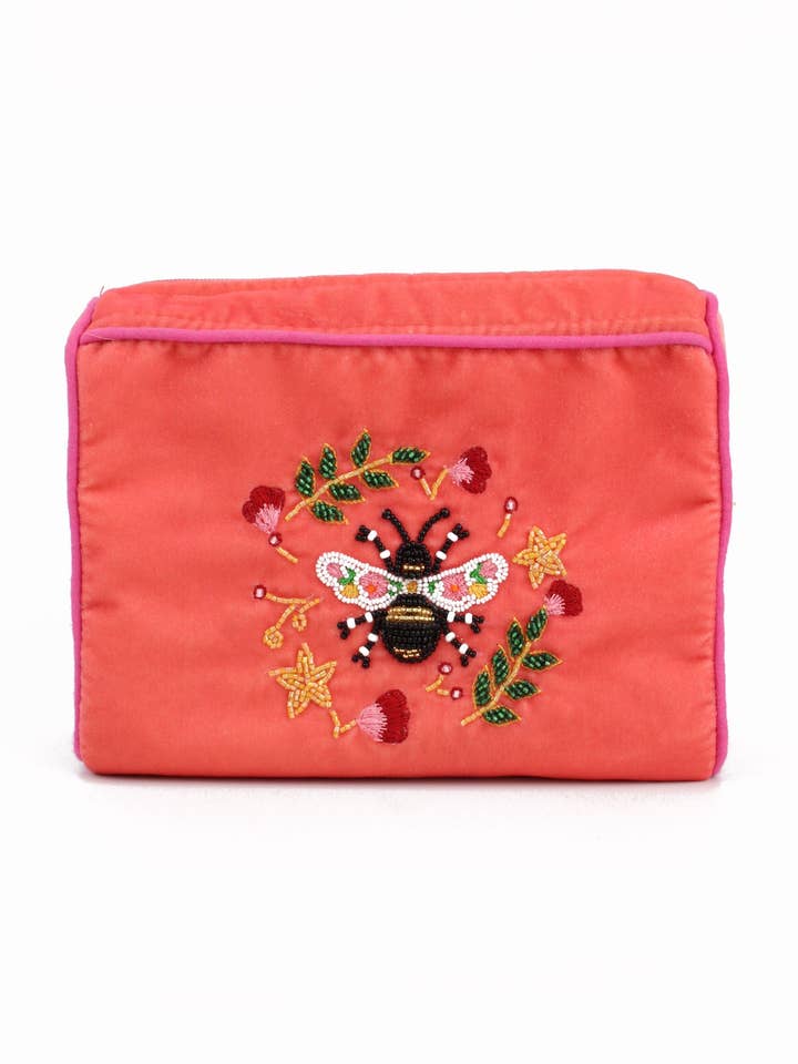 FLORAL BEE MEDIUM POUCH for wholesale by My Doris