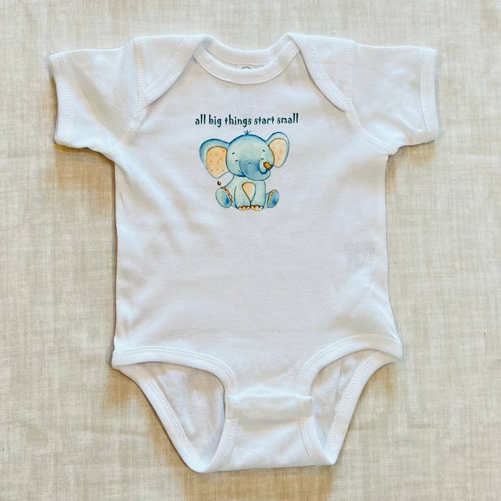 Elephant baby bodysuit. All big things start small for wholesale by LittleThaoStudio