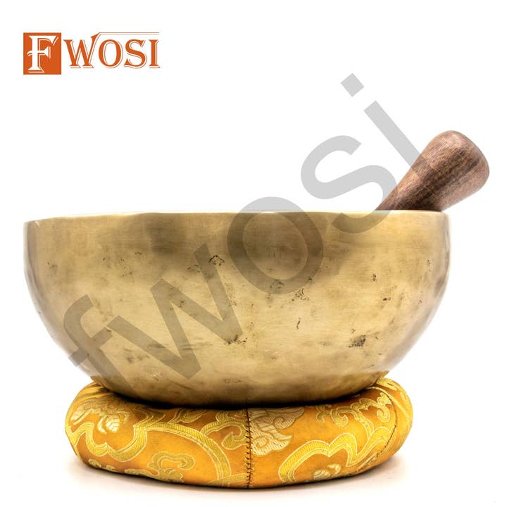 Fwosi - Wholesale Meditation Supplies - Himalayan Tibetan Singing Bowl Set with Mallet & Cushion | Antique Meditation Bell Sound Bowls for Yoga | Healing Bowl | Mindfulness Bell4