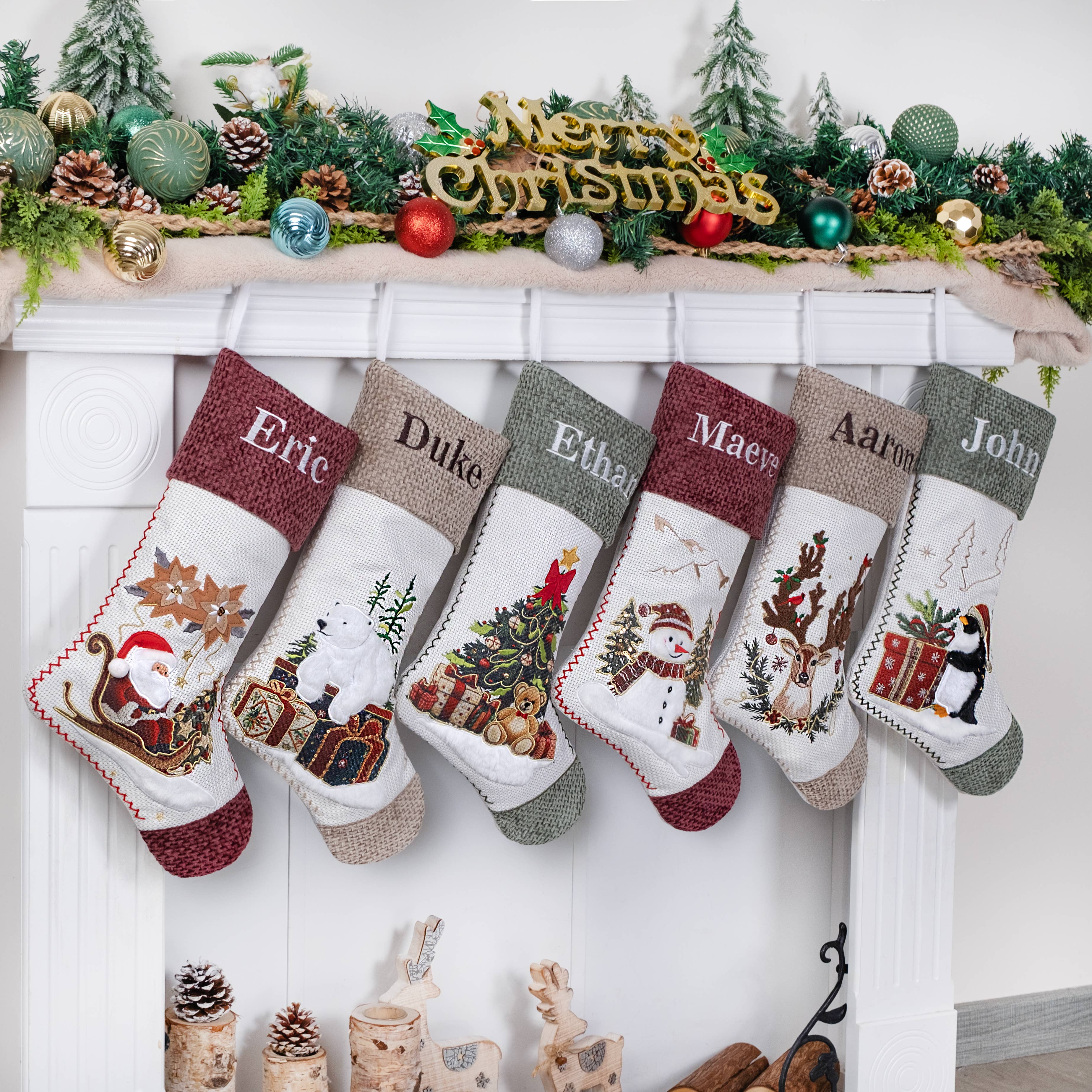 GEXWORLDWIDE - Wholesale Holiday Stocking - New Vintage Stitched Christmas Stockings Holiday Decor10
