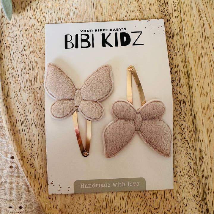Hårspænder Sommerfugl Taupe for engroshandel hos Bibi Kidz