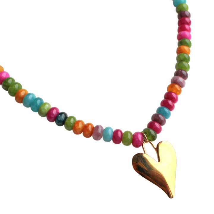 Celine Heart Beaded Necklace for wholesale by The Silver Wren