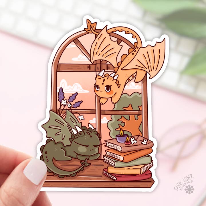 Bookish Dragon Window Stickers / Bookish Stickers for wholesale by Book Lover Merch Shop