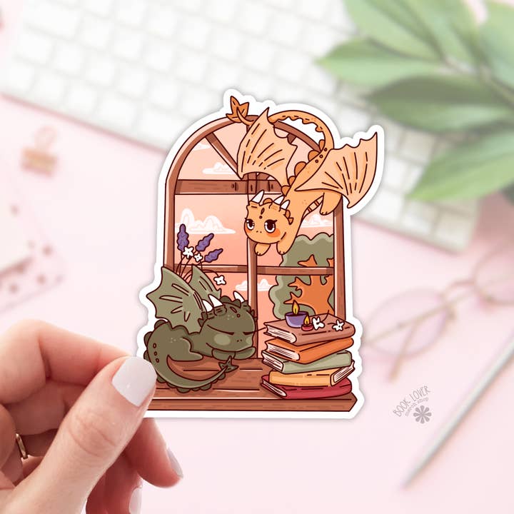 Book Lover Merch Shop - Wholesale Sticker - Bookish Dragon Window Stickers / Bookish Stickers