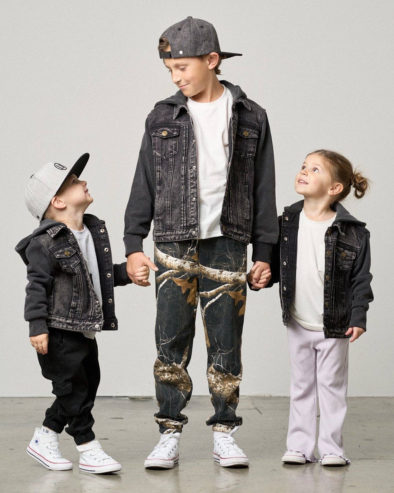 Little Bipsy - Wholesale Denim Jacket - Kids - Washed Hooded Denim Jacket - Black9
