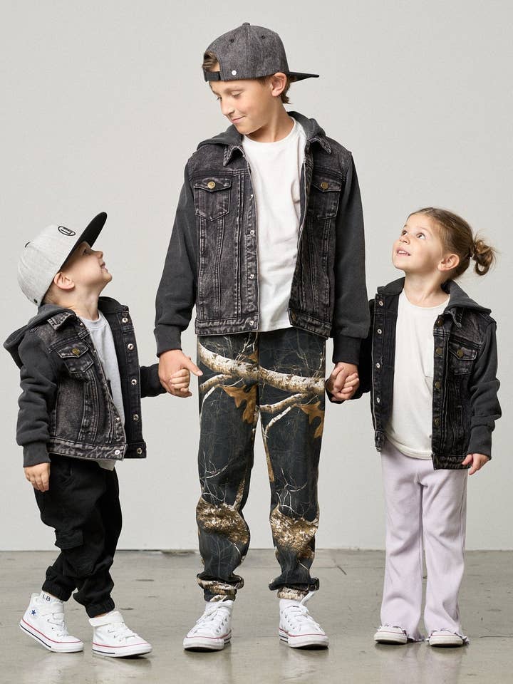 Little Bipsy - Wholesale Denim Jacket - Kids - Washed Hooded Denim Jacket - Black9