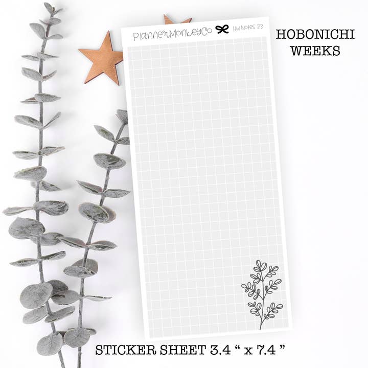HWNOTES23 | Hobonichi Weeks " Freely Noted Floral Grid Note" Large Sticker for wholesale by Plannermonkeyco