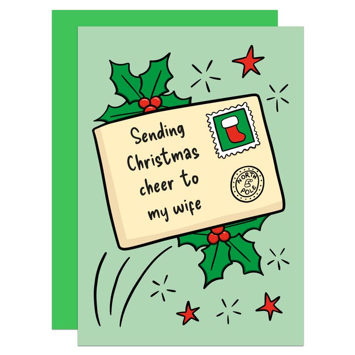 Enviando Alegría Navideña Tarjeta A6 para Esposa para venta al por mayor de TeePee Creations