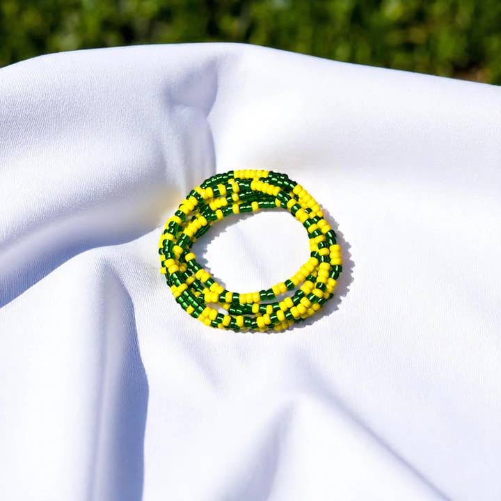 Fish Towne Designs, LLC - Wholesale Beaded Bracelet - Green and Yellow Game Day Seed Bead Bracelet Stack2