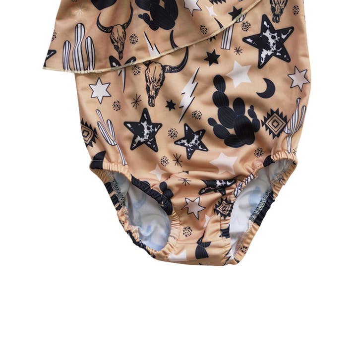 Aier Wholesale - Wholesale One Piece Swimsuit - Kids - Baby Girls Western Cow Cactus One Piece Swimsuits2