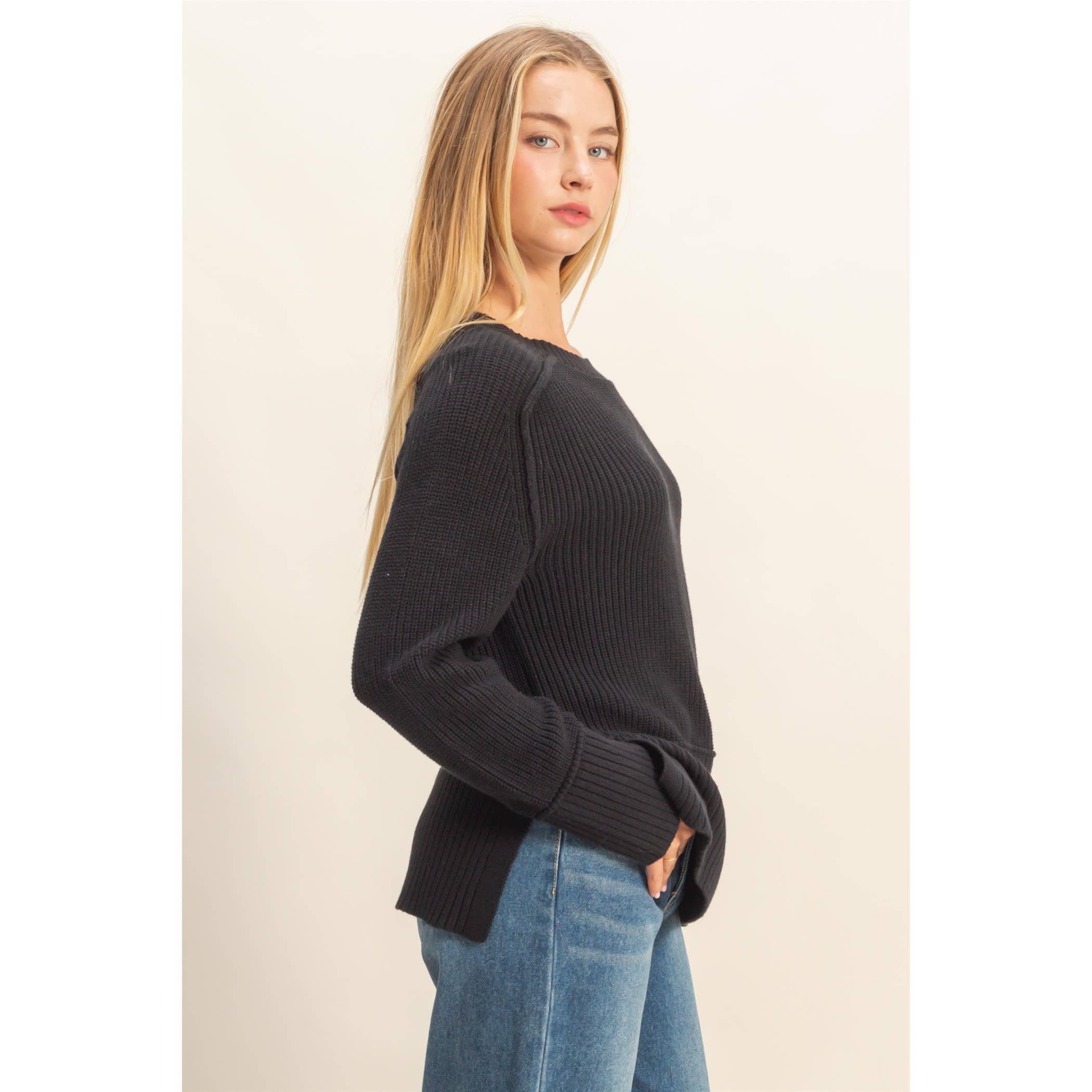 HYFVE - Wholesale Knit Sweater - Women's - Raglan Long Sleeve Side Slit Sweater17