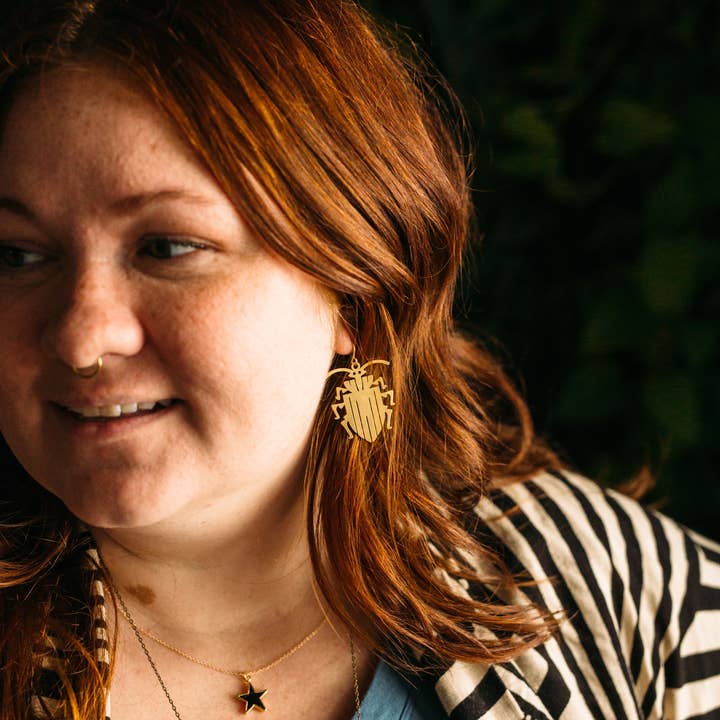 Crafts & Love - Wholesale Dangle Earrings - Brass Beetle Earrings