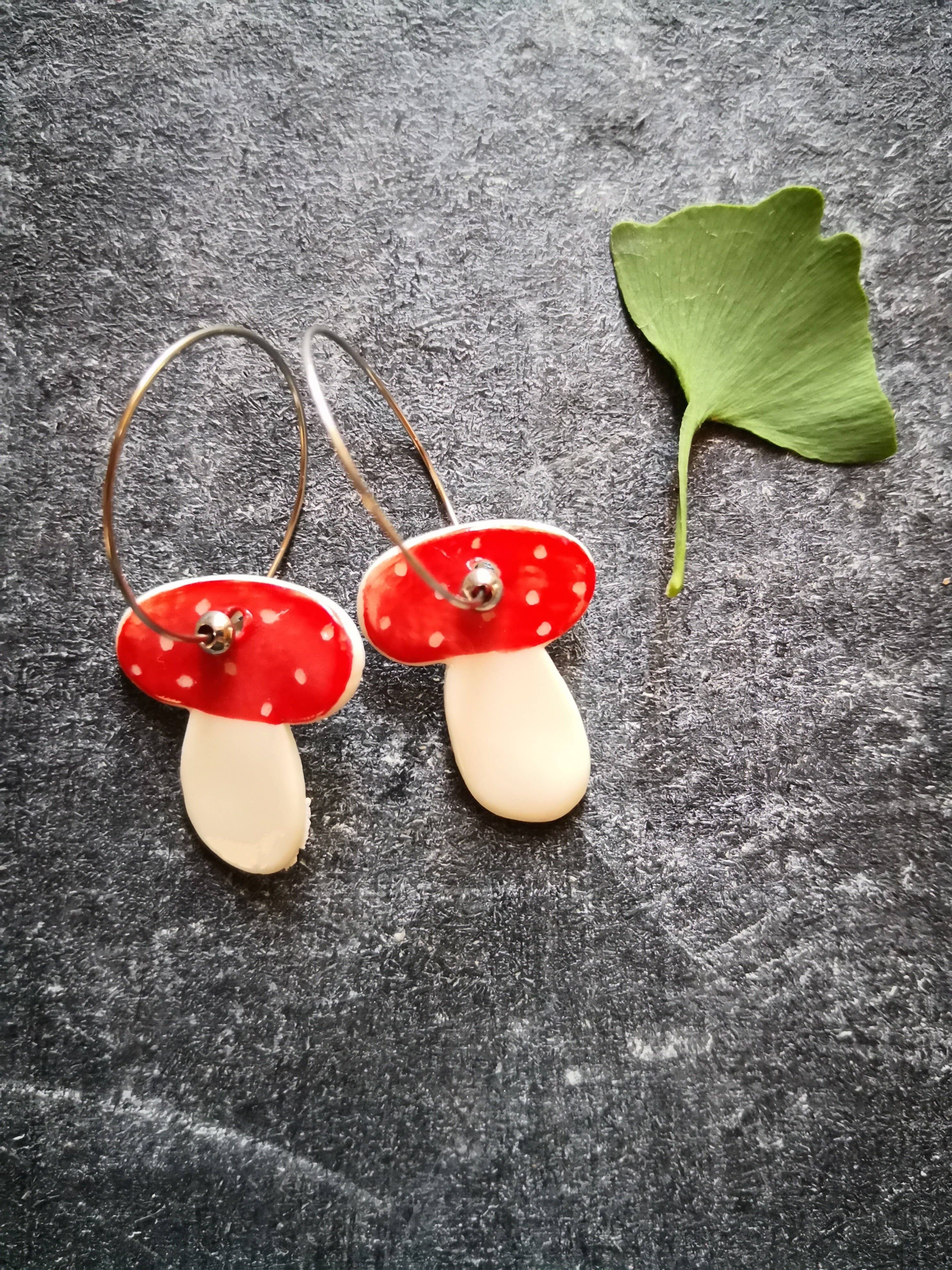 Elisa Sasso Ceramiche - Wholesale Dangle Earrings - Funghetto drop earrings, porcelain, handmade