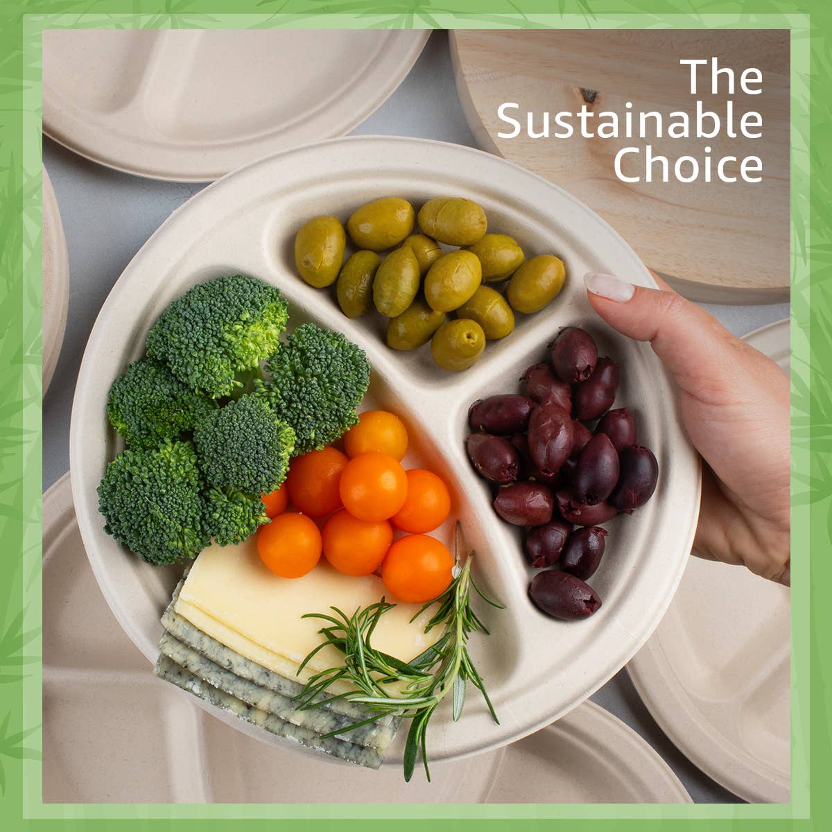 Ibambo - Wholesale Disposable Plate - Ibambo Bamboo Disposable Compartment Plates - 9" - 50 Pack7