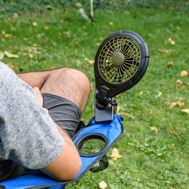 Treva - Wholesale Handheld Electric Fan - Treva 5 Inch Battery Camping Clip Fan Olive