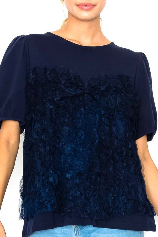 Joh Apparel – Großhandel Bluse – Damen – Reya-Top mit vorderem strukturiertem Spitzen-Mesh2