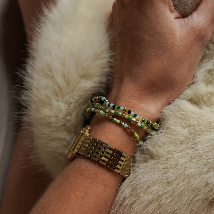 Bracelet acier perles de verre taille mixte pour la vente par Bijoux 7bis