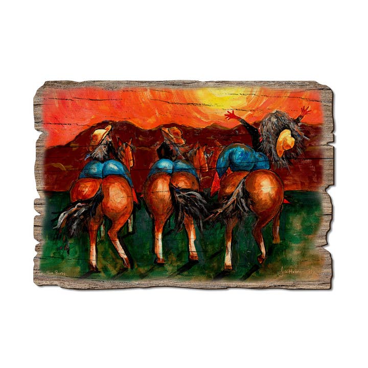 Bun Riders - Western Wood Rustic Edge Postcards & Magnets for wholesale by DaydreamHQ