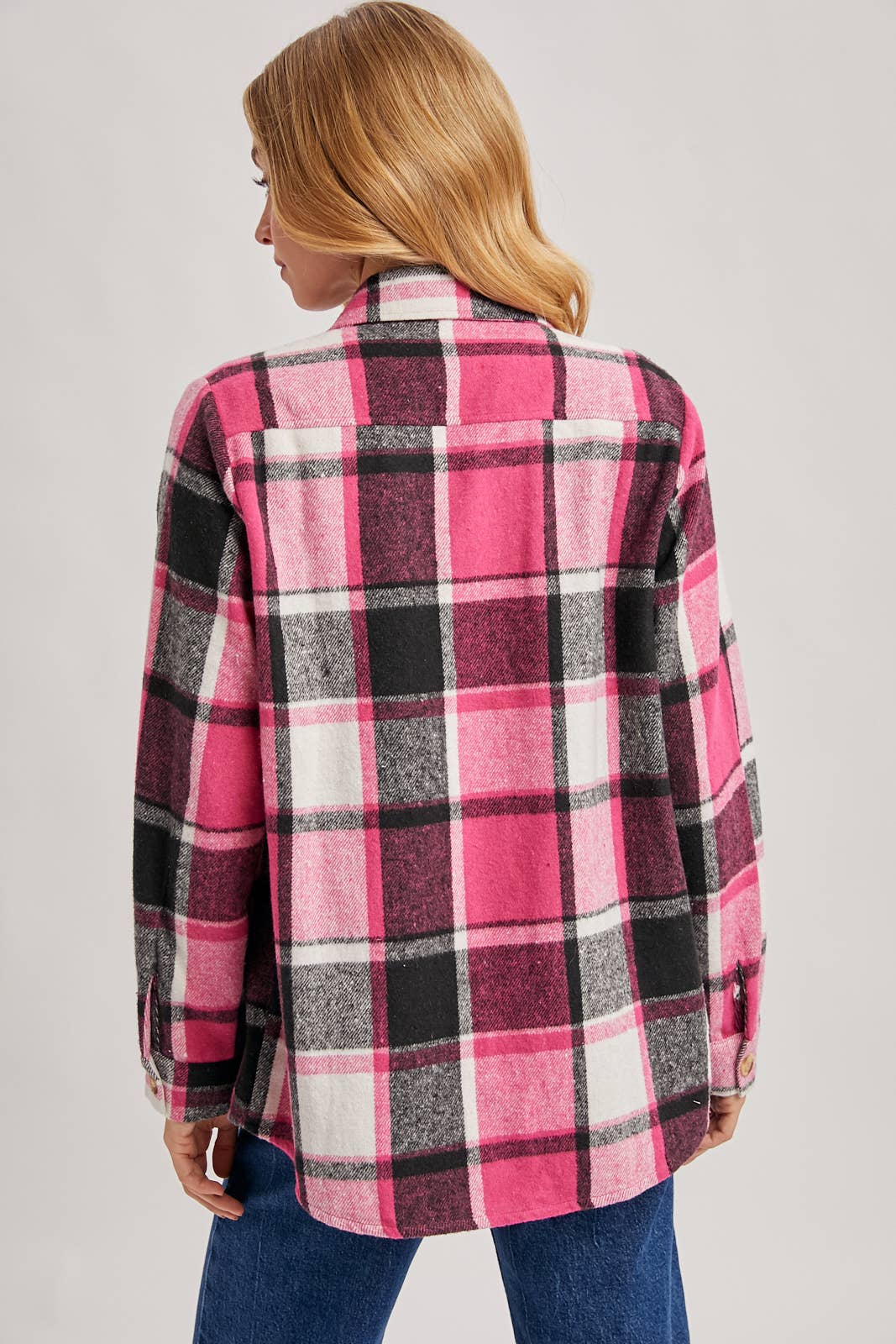 Bluivy - Wholesale Shirt Jacket/Shacket - Women's - FLANNEL PLAID SHACKET WITH POCKETS17