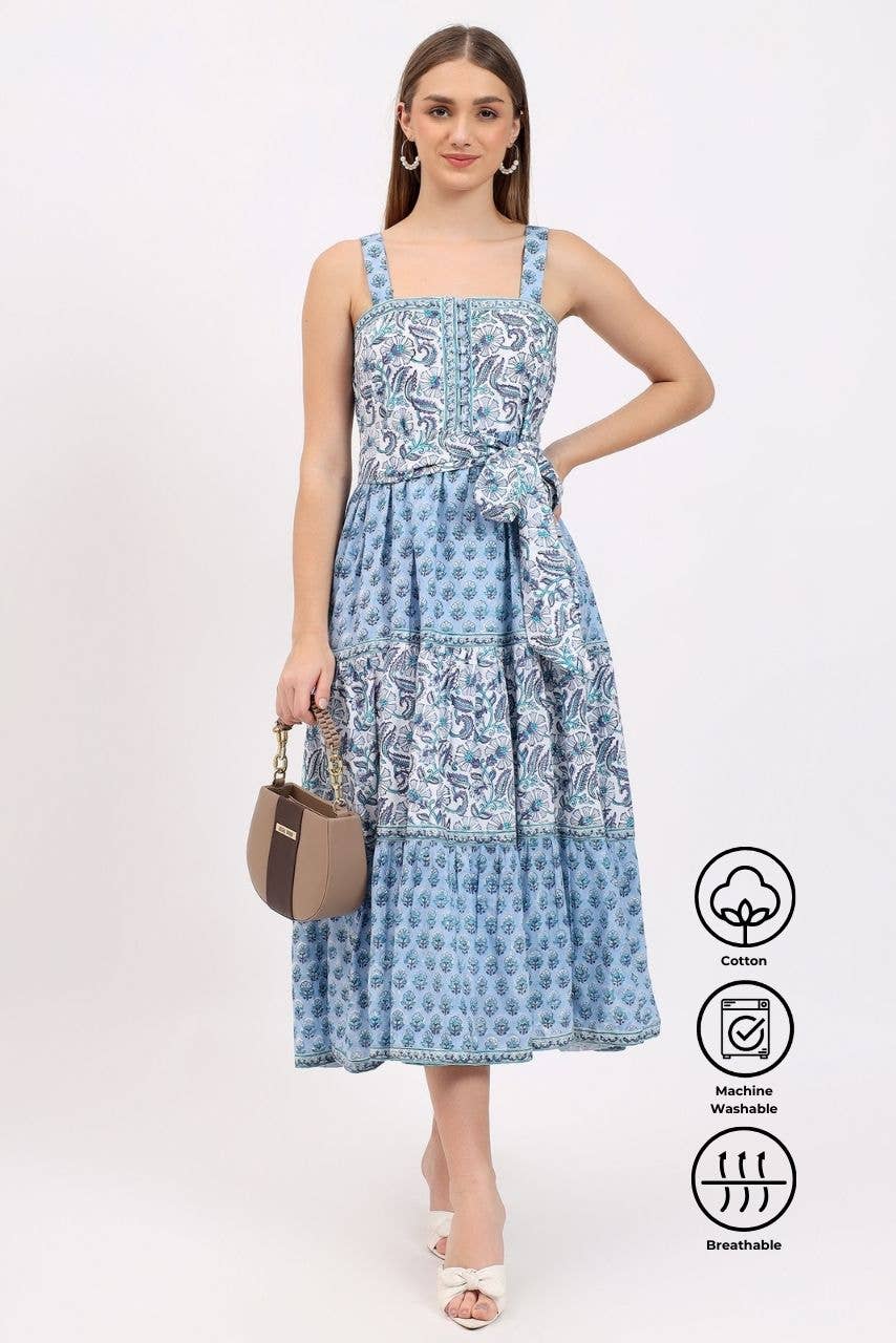 Hi Handmade - Wholesale Dress - Women's - Cotton Maxi Sundress - Blue7