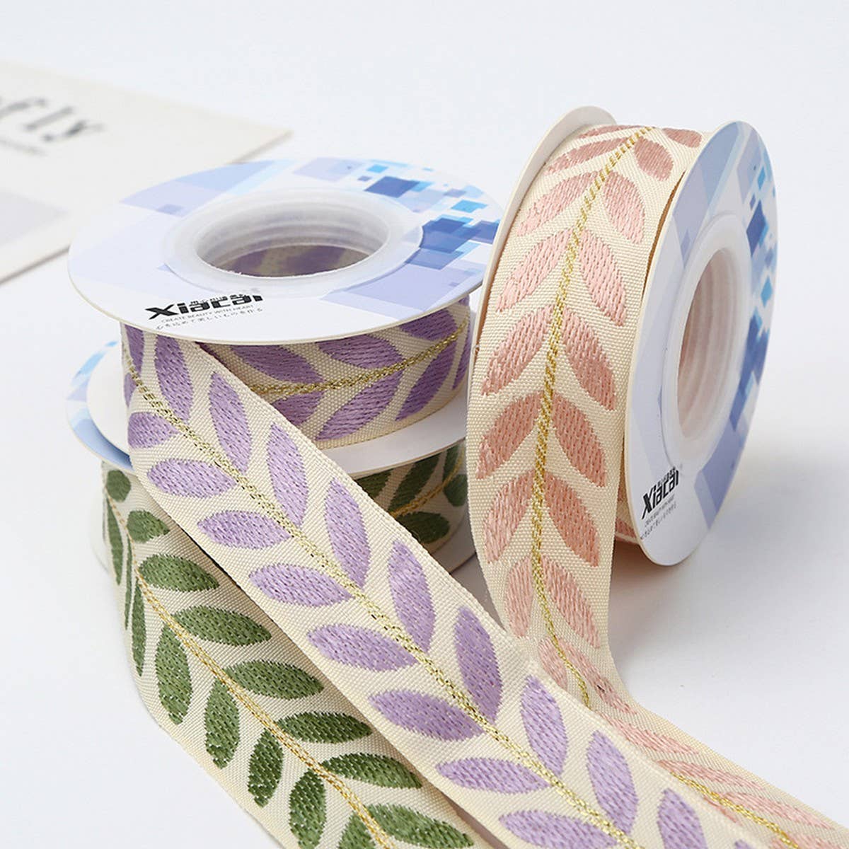 ACCITY - Wholesale Ribbon - Gift Wrapping - LEAF EMBROIDERY RIBBON EDGING RIBBON RIBBON_CWMM57649