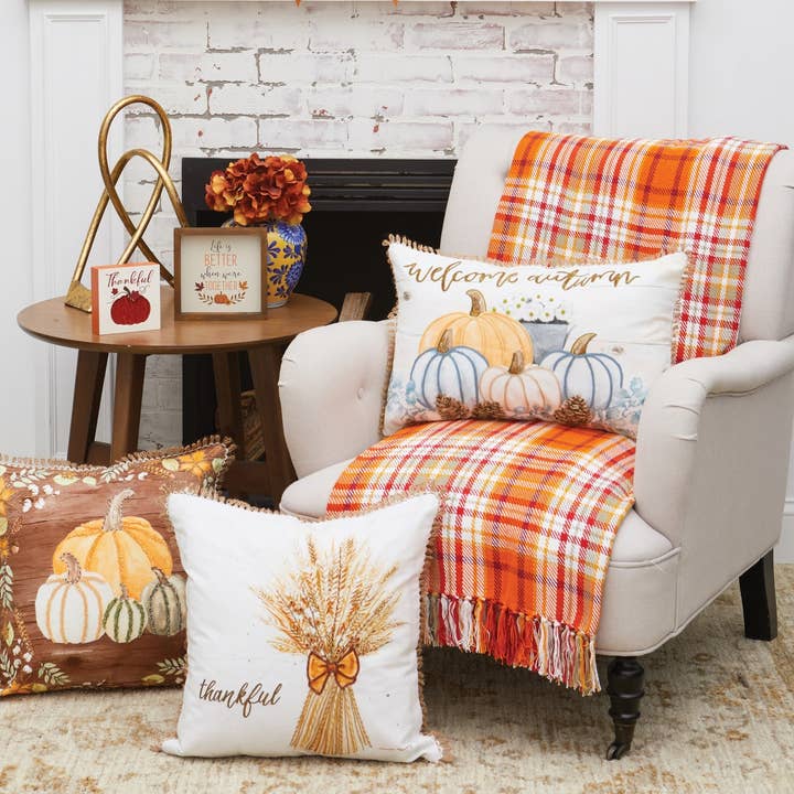 C&F Home - Wholesale Throw Blanket - Fall/Harvest Briar Orange Plaid Throw Blanket