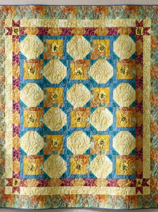 My Bee-Utiful Home Throw Quilt Pattern for wholesale by PhoebeMoon Designs