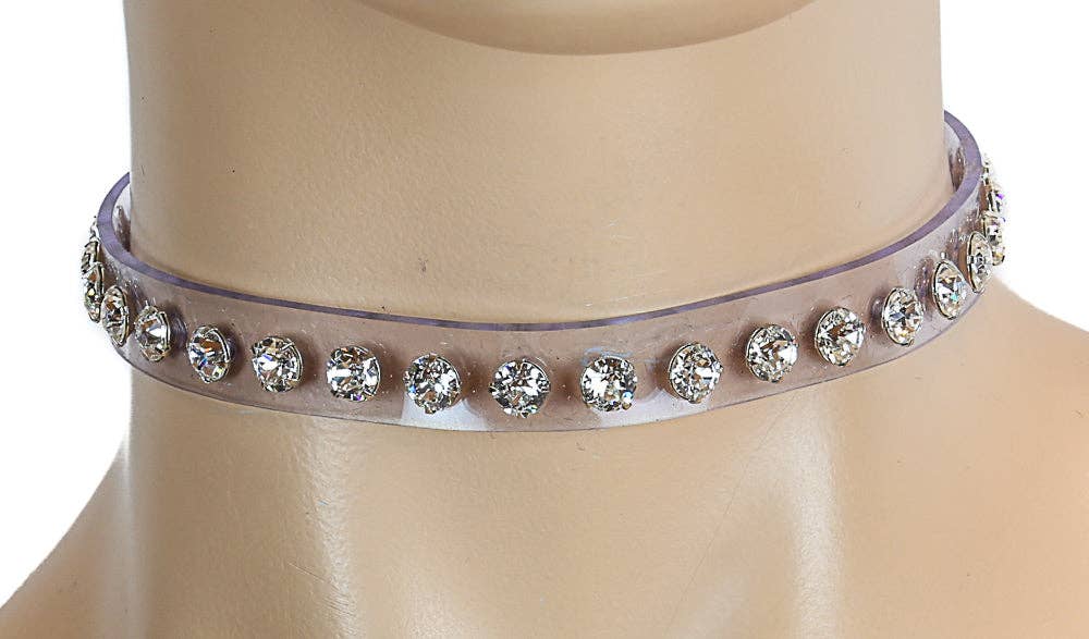 Funk Plus - Wholesale Choker/Collar - CK247CLR RHINESTONE CLEAR  CHOKER2