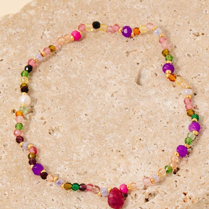 Vibrant Faceted Glass Beaded Bracelet for wholesale by Anarchy Street