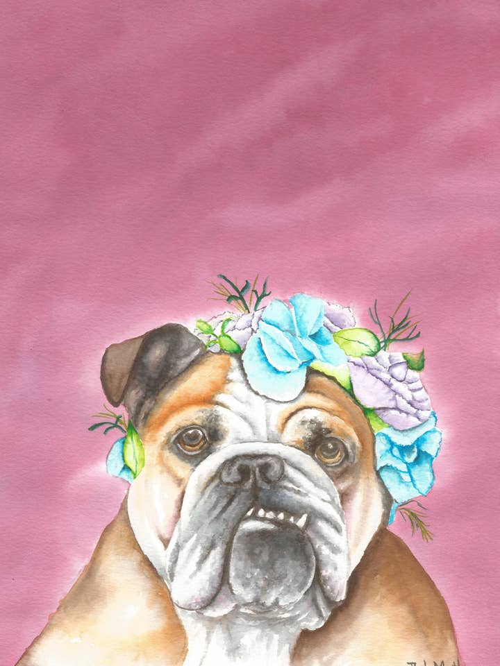 Bulldog Dog Flowers for wholesale by Laughing Corgi Press