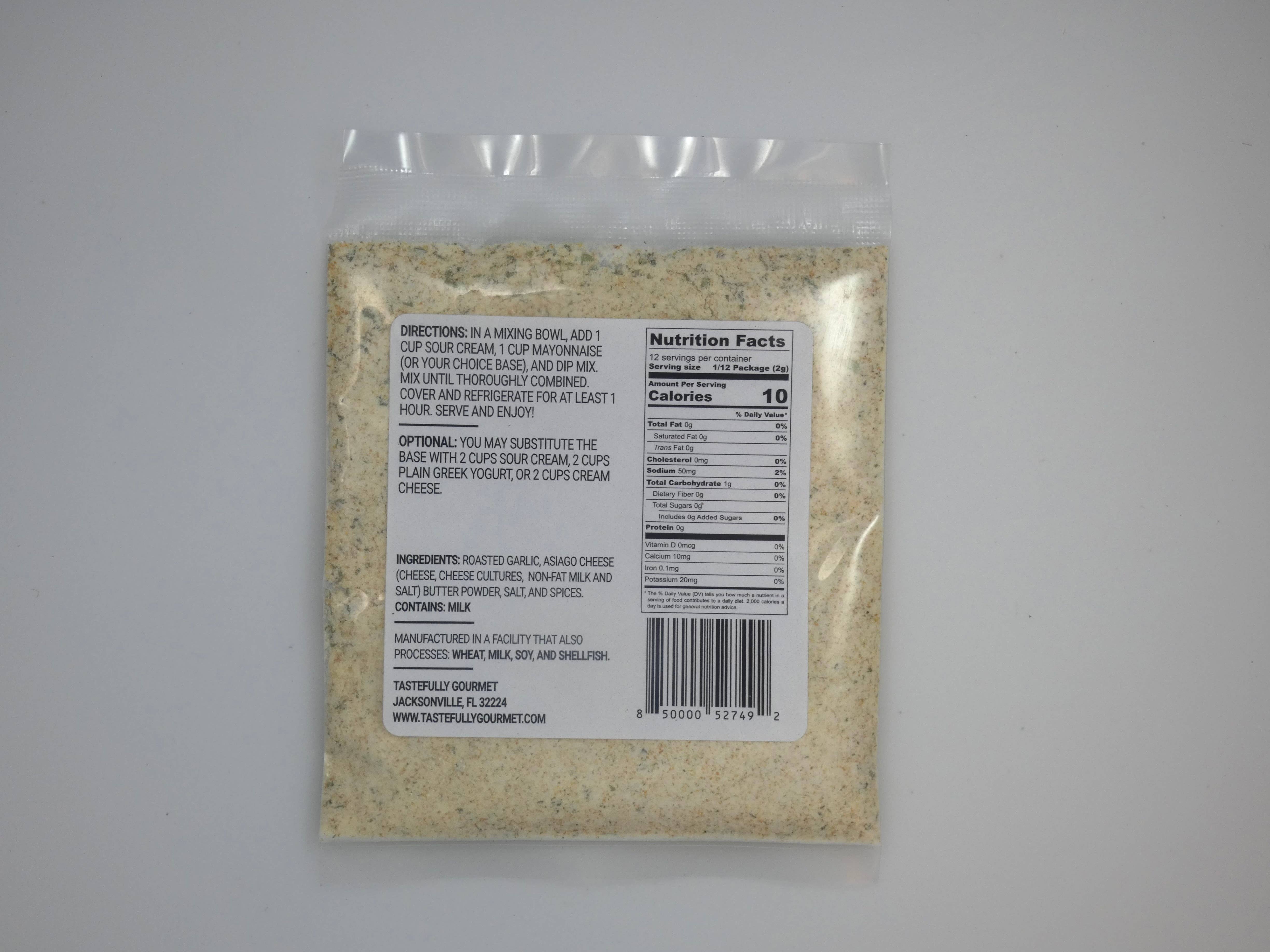 Tastefully Gourmet - Wholesale Dip - Asiago Roasted Garlic Dip Mix1