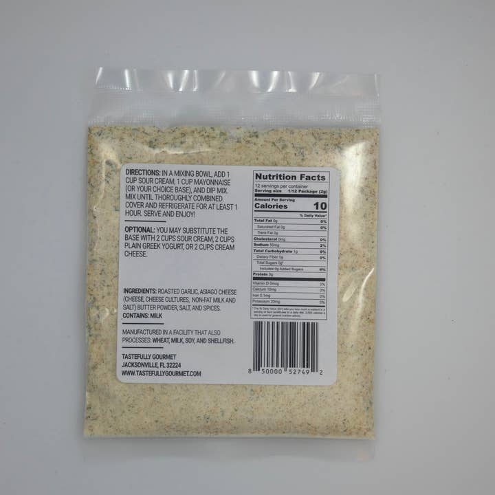 Tastefully Gourmet - Wholesale Dip - Asiago Roasted Garlic Dip Mix1