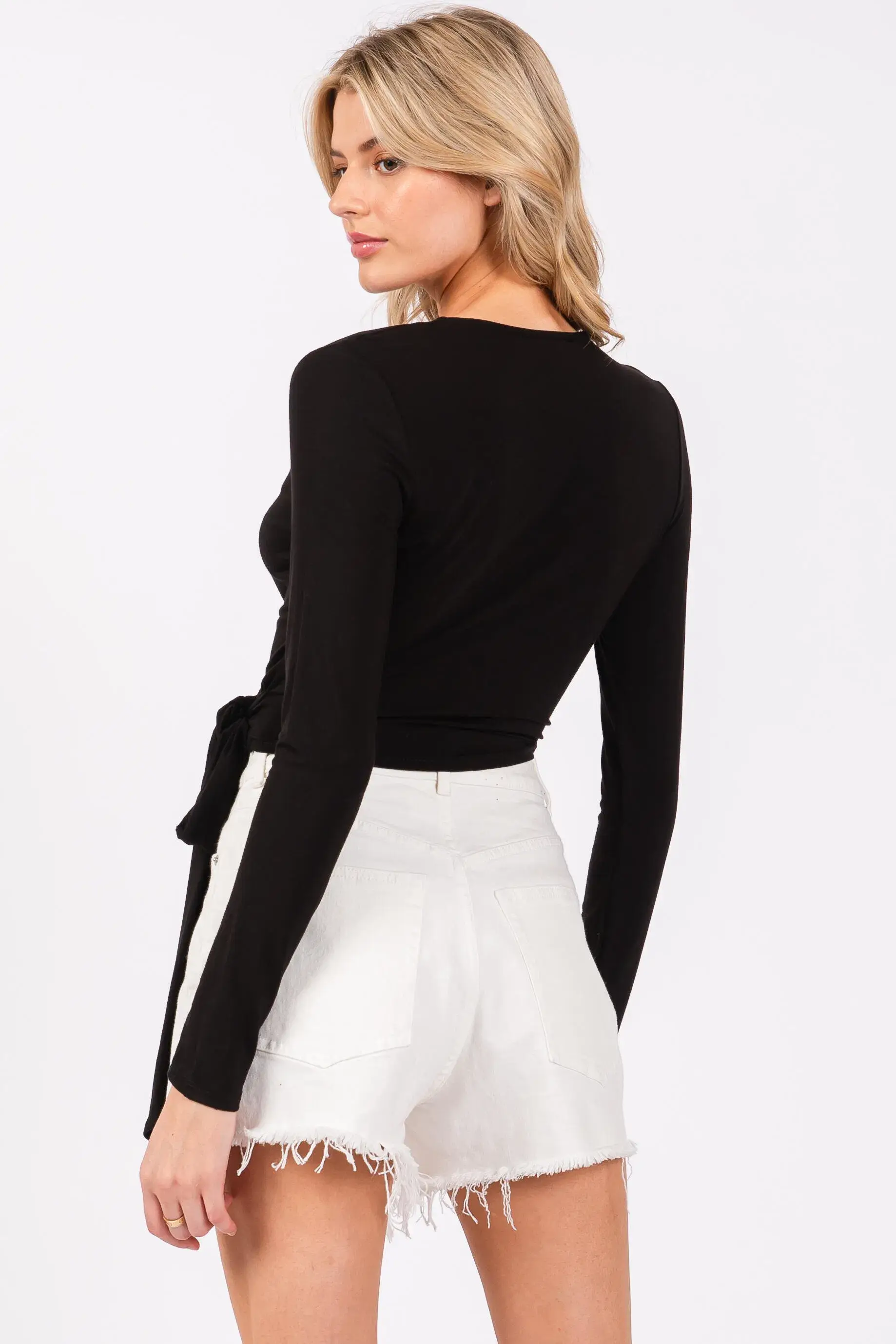 Final Touch - Wholesale Knit Top - Women's - Rayon Modal Wrap Self Tie Detail Top - T30146B8