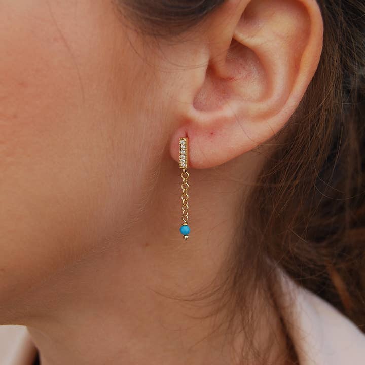 Turquoise earrings, silver 925 earrings, cz earrings. for wholesale by Yneda Jewels