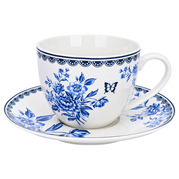 STP - Wholesale Tea Set - Vintage Indigo Porcelain Tea Cup w/ saucer Set of 4, 260 ml6