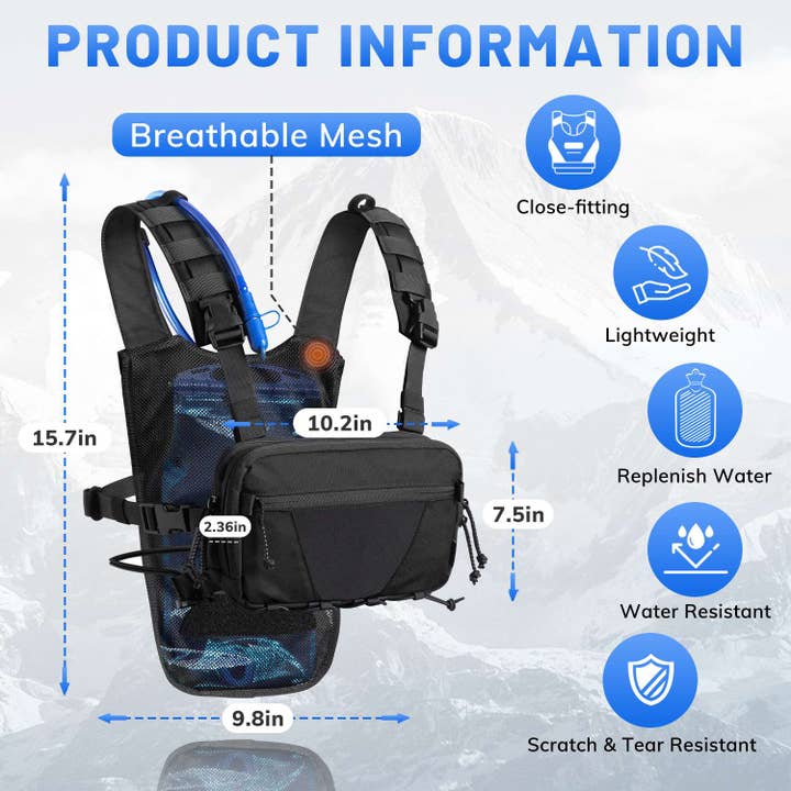 Antarctica Outdoors - Wholesale Belt Bag - Unisex - Votagoo Tactical Lightweight Running Hydration Vest with 2L Water Bladder Bag7