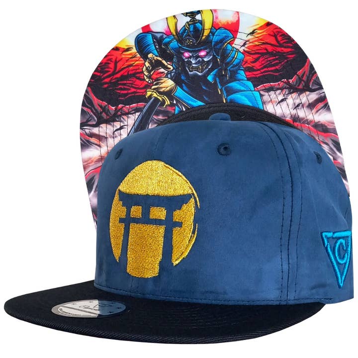 Blue Samurai Snapback - Suede/Golden Thread for wholesale by Capiche