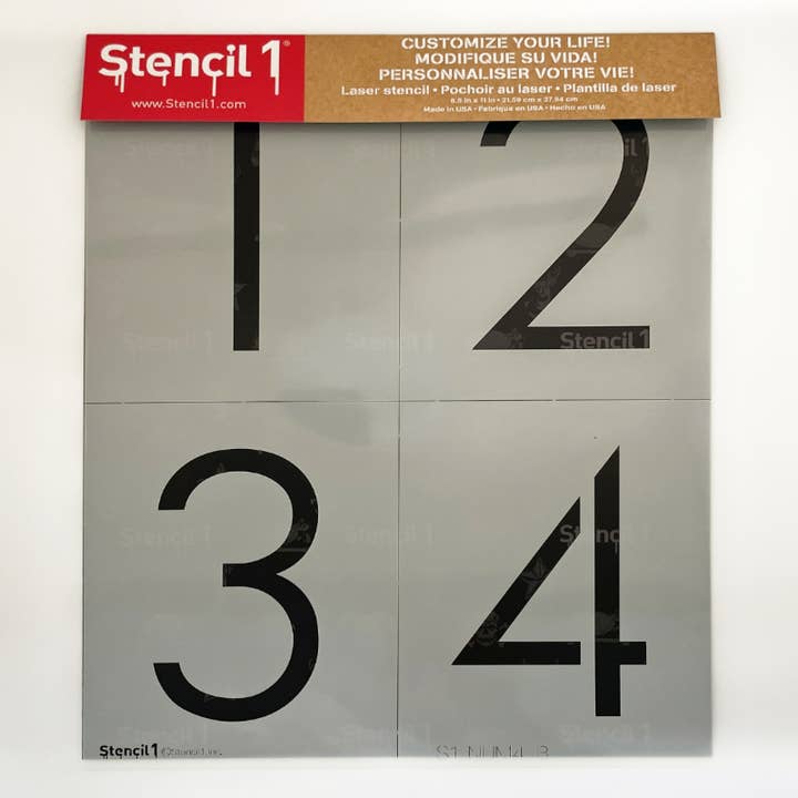 Stencil1 - Wholesale Stencil/Craft Die - 4" Modern Number Stencil Set