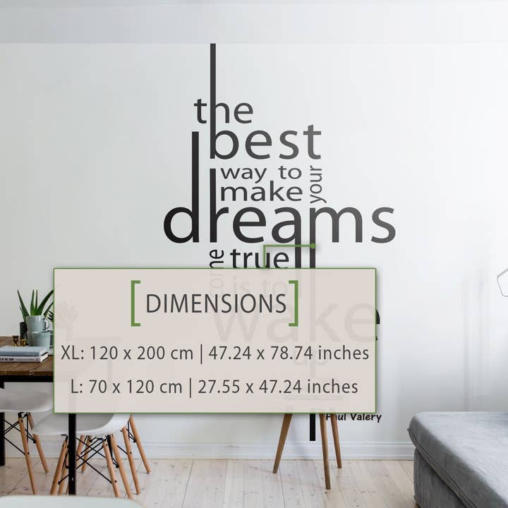KUARKI - Wholesale Wall Decal/Stickers - Wake Up, Paul Valery, Quotes, Typography, Make Dreams