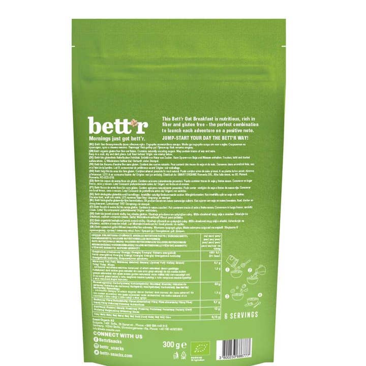Bett'r – wholesale Oats – Gluten Free Oats Fine Flakes, Bio, Bett'r, 300g