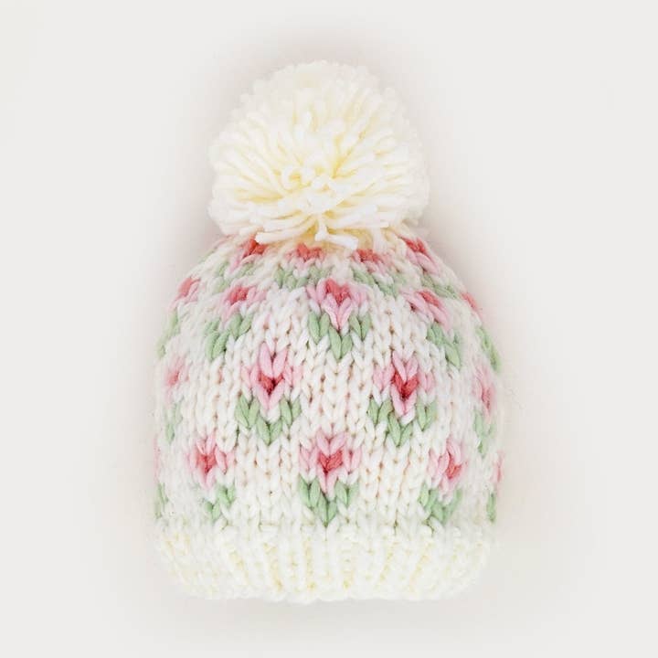 Bitty Blooms White Beanie Hat Baby & Kids for wholesale by Huggalugs