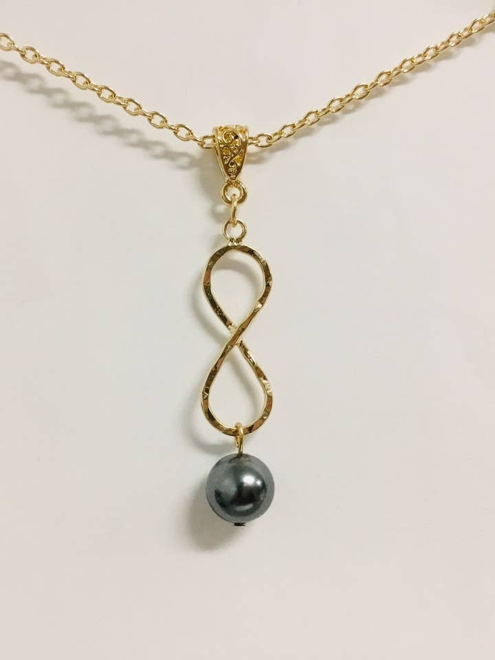Infinity : Hamilton Gold Necklace with Shell Pearls for wholesale by Anela's Jewelry