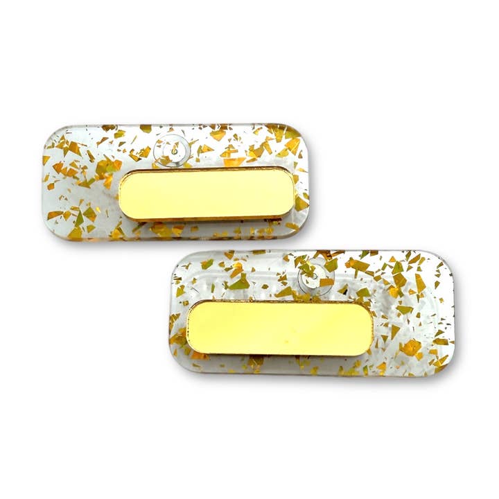 Duo Drops – Boucles d'oreilles en plexiglas avec design à double couche et bords incurvés pour la vente par Funk Da Queen