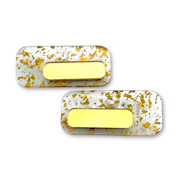 Funk Da Queen - Wholesale Stud/Post Earrings - Duo Drops – Plexiglass earrings with double-layered design and curved edges