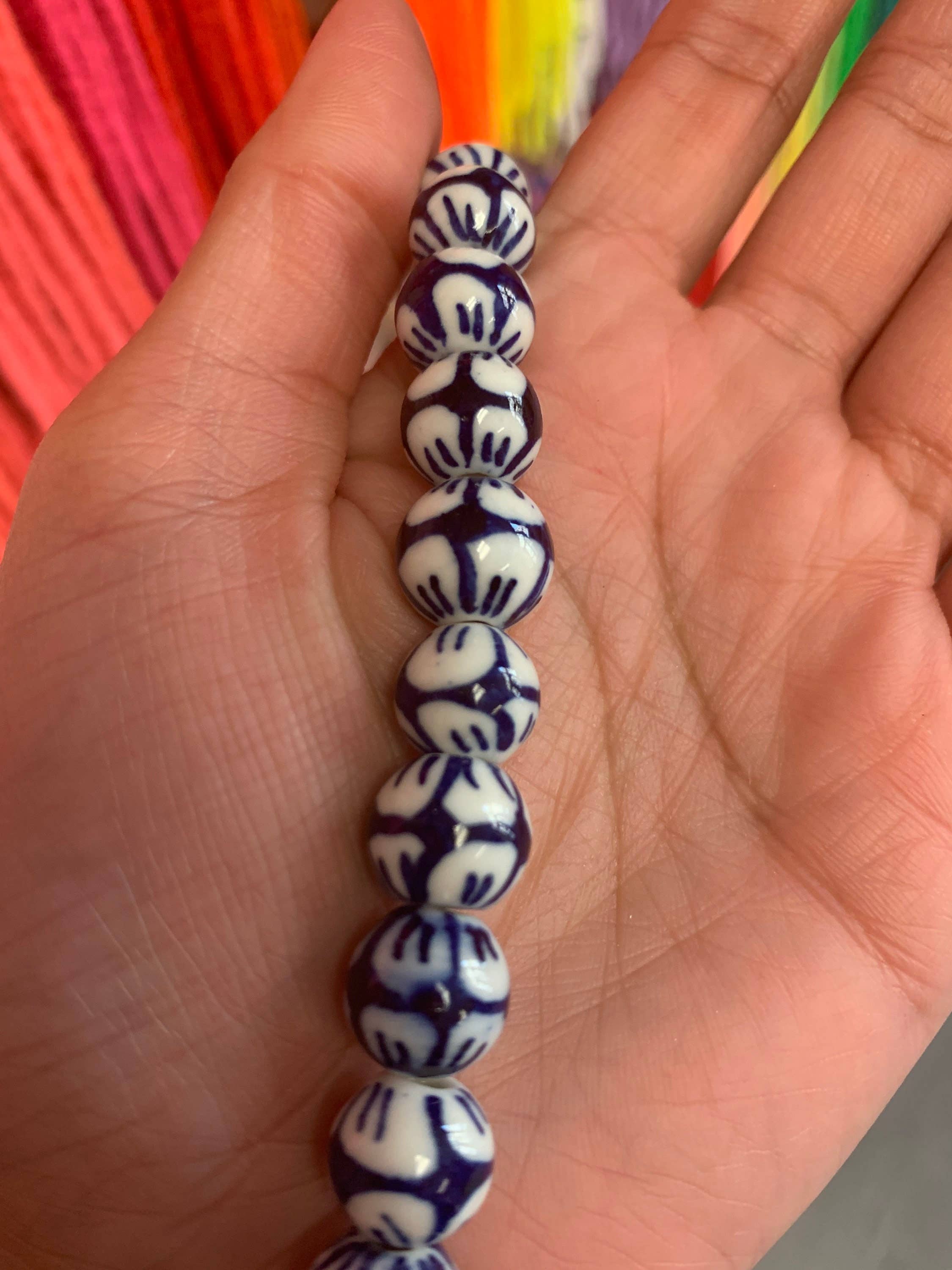 The Bead Bazaar - Wholesale Beads - 32 Porcelian Beads, Greek Boho Accent Beads, Chinoiserie Beads, Ceramic Focal Beads, Hand Painted Beads, Blue Bads, DIY Jewelry For Bracelets2